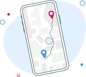 Map GPS navigation. Smartphone map application and red pinpoint on screen. App search map navigation, isolated on line maps background. Vector